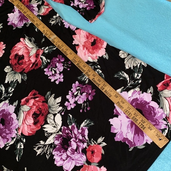 ROZ & ALI floral midi dress 3/4 bell sleeves stretchy scoop small flaw size 2X - Picture 10 of 13